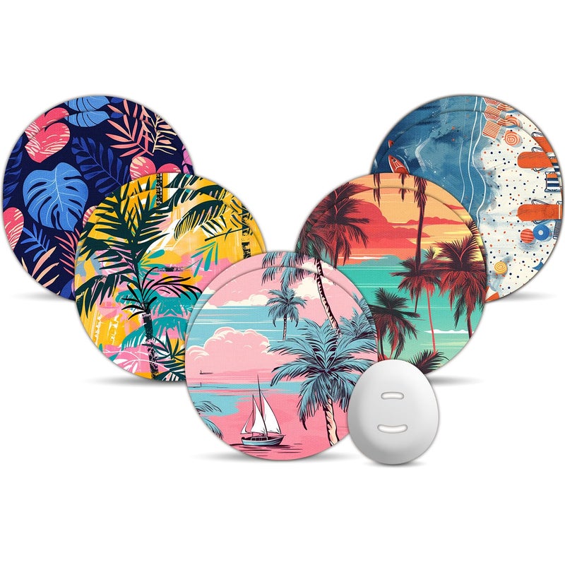 Dexcom G7 Over Patches Amolyfe 10Pack Dexcom Stelo Overpatches BumpProof with Hard Cap Waterproof Breathable Medical Adhesive 10Day CGM Protection Beach Sunset